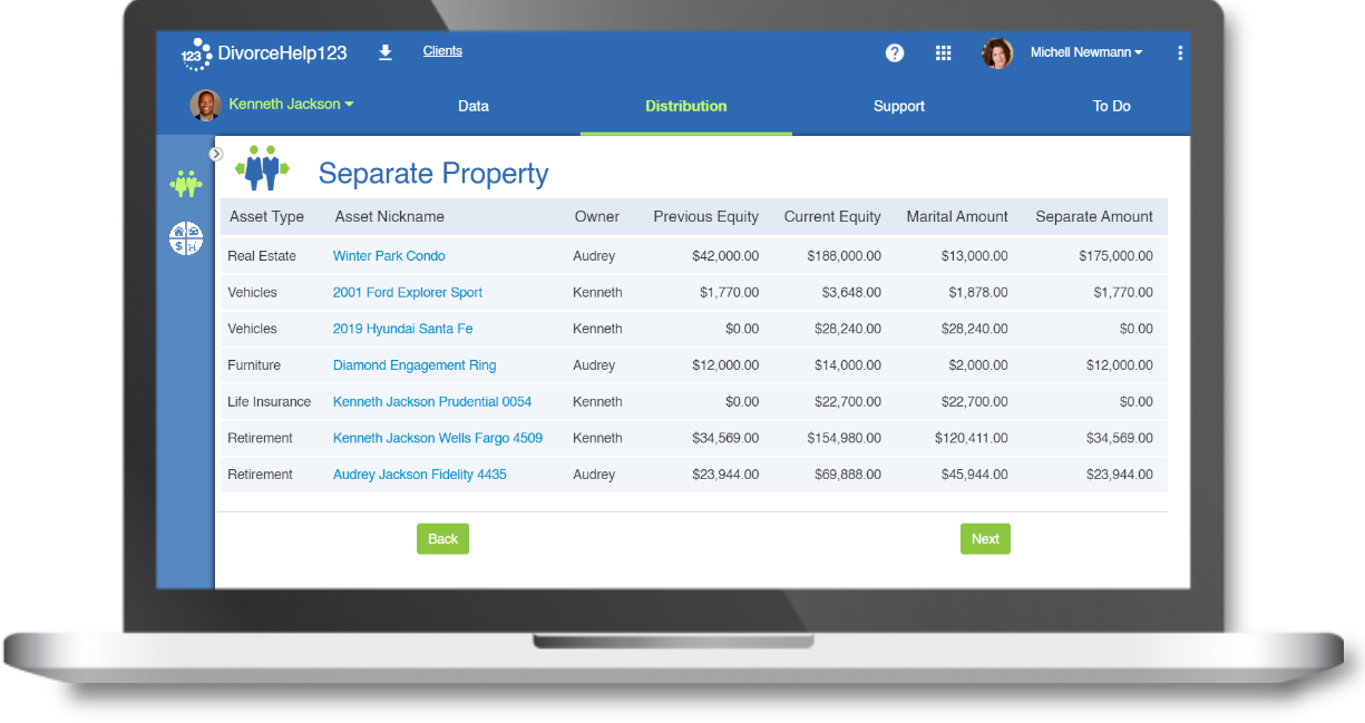 Family Law Software Separate Property